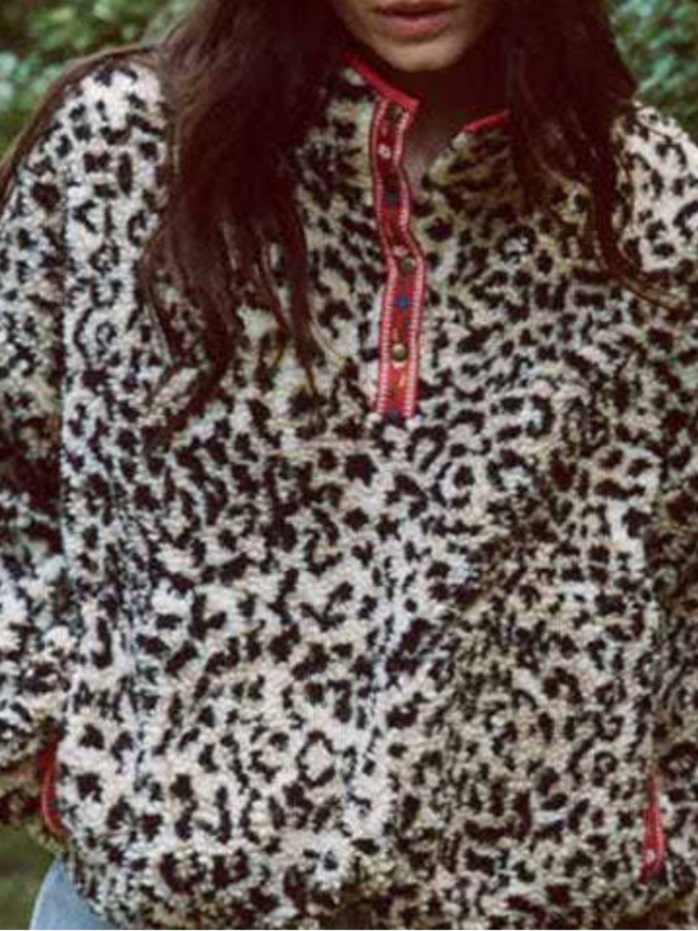 THE GREAT.  THE COUNTRYSIDE PULLOVER - LEOPARD/FLORAL TRIM - Sz. 3 NWT